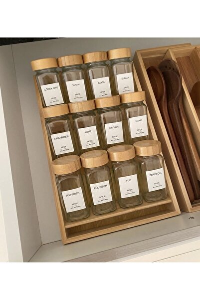 magical dreams 12-Piece Bamboo Lid Spice Jar Set with Wooden Stand