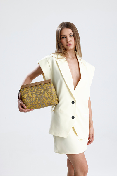 HEYBE'S Women's Green Authentic Pattern Clutch Bag