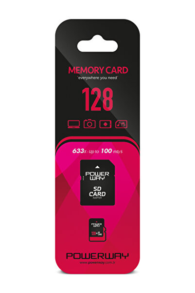 POWERWAY 128 GB Memory Card Adapter Included