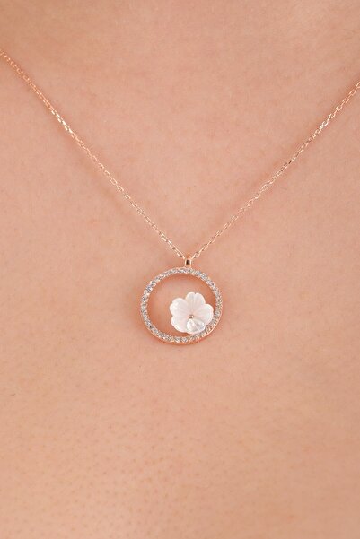 A-STİL TAKI 925 Ayar Gümüş Hediye Kutulu Zirkon Taşlı Manolya Çiçeği Kolye