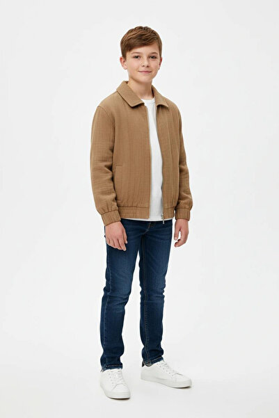 Kidmark Çocuk Modası Çocuk Fermuarlı Yakalı Müslin Ceket