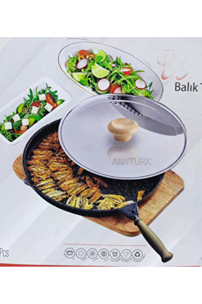 abnturk Türkiyenin ve Dünyanın En iyi BüyükBoy Balık Tavası 36cm Döküm Granit...