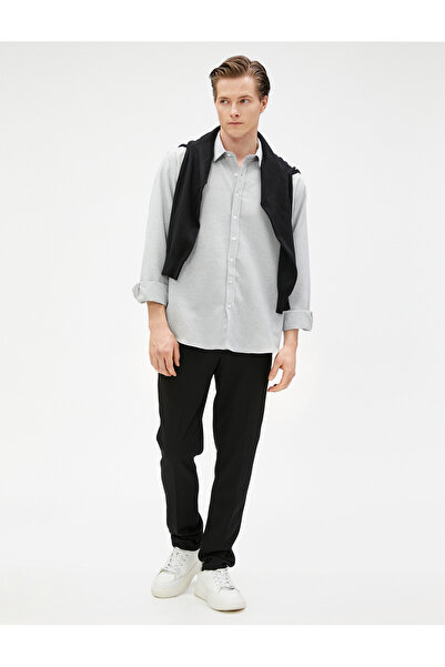 Koton Základní košile Klasický manžetový límec s dlouhým rukávem a knoflíkem, nežehlivý