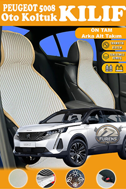 STS Oto Aksesuar غطاء مقعد سيارة بيجو 5008 متوافق مع سلسلة بريستيج البيج، مصن...