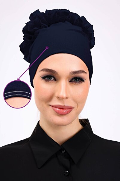 Loggia Non-Slip Ruffled Silicone Seamless Bra - Non-Slip Women's Hijab Tie-In Underwear Bra - Navy Blue