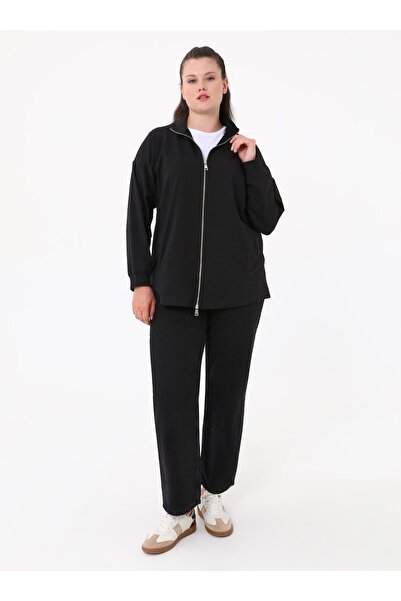 ALİA Büyük Beden Kısa Örme Ceket -Siyah - Alia