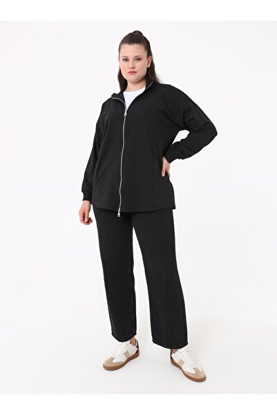 ALİA Büyük Beden Kısa Örme Ceket -Siyah - Alia