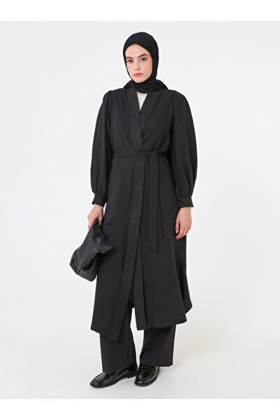 Refka Bağlama Detaylı Abaya- Siyah - Refka