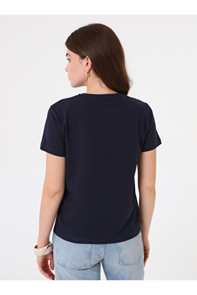 Refka Μπλουζάκι Crew Neck με κοντομάνικο - Navy Blue - Refka