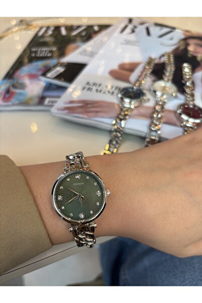 HNF LONDON ساعة فيينا جرين ستيل النسائية