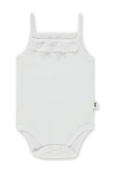 Civil Baby فستان بناتي من القطن الممشط مع أربطة دانتيل - أبيض لعمر 2-3 سنوات