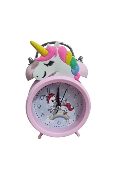 Hediye Vakti Unicorn Tasarımlı Pembe Alarmlı Masa Çalar Saati – Çocuk Odası v...