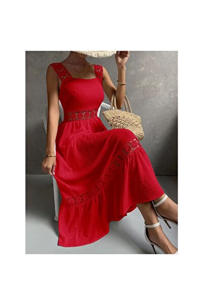 GAMZE ALPTEKİN فستان أنابيل بتفاصيل دانتيل فستان مستورد بتفاصيل دانتيل إيروبين