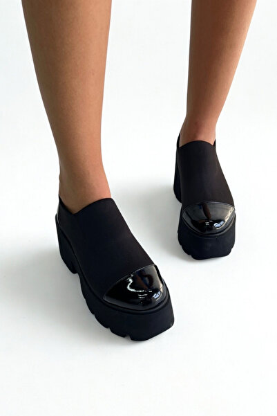 inizio Black Stretch Thick Sole Women's Shoes P9064