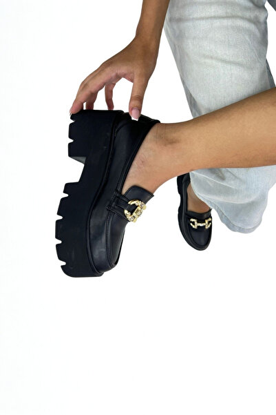 inizio Black Skin Thick Women's Loafer P9062