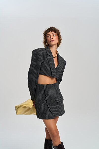 MAI STUDIOS CO. Elegant Antrasit Ceket-Etek Takım