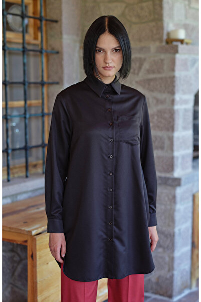 Fatma Atasoy Fit Dad Siyah Gömlek