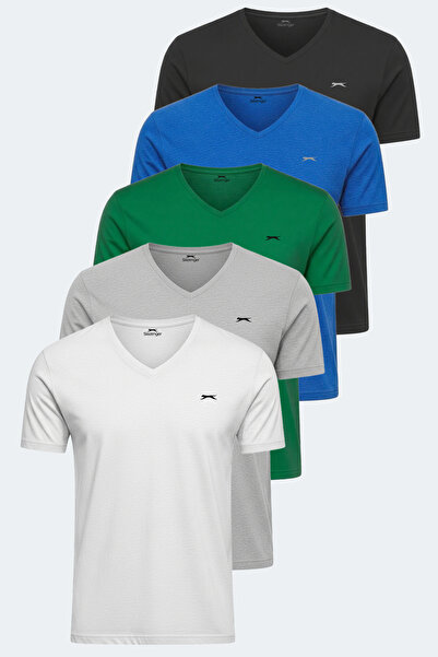 Slazenger مجموعة ريفالدو المكونة من 5 قطع تي شيرت رجالي أبيض - أسود - رمادي -...