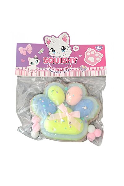 The Hub Jucarie Antistres Squishy, cu Revenire Lenta, Model Labuta de Pisica Pufoasa, 12.5x10.5 cm, 220g