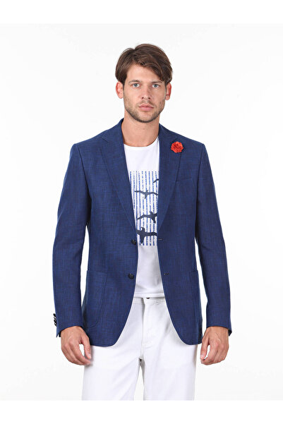 Kip Erkek Saks Desenli Dokuma Ceket