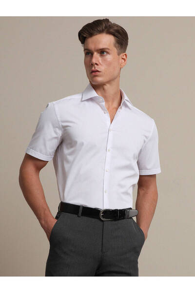 Kip White Regular Fit - Classic Cotton Blended Shirt