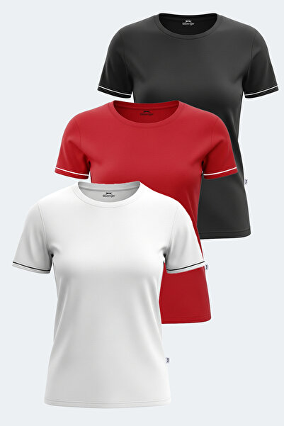 Slazenger Vitya Set of 3 Women's White - Black - Red T-Shirts