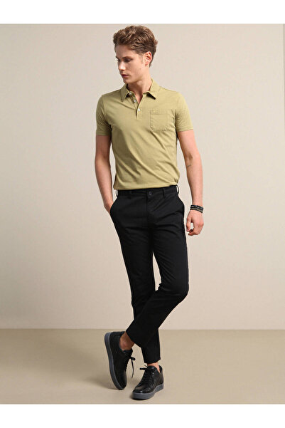 Kip Pantaloni țesuți drepti negri pentru bărbați KP 10120725