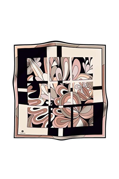 Vissona 57% Silk 43% Viscos Twill Silk Geometric Pattern Beige - Powder Color 90X90 Planting Shape: Hand Sewing