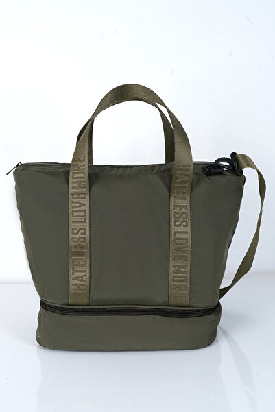 Do Tebe Τσάντα ταξιδιού για μητέρα και μωρό από ύφασμα αλεξίπτωτου με θήκη παπουτσιών, καλοκαιρινή/χειμερινή, χακί, γυναικεία αθλητική/φυσική κατάσταση