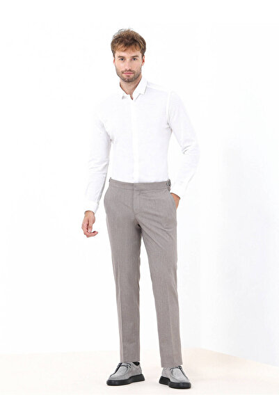 Kip Deve Tüyü Düz Dokuma Fitted Fit Klasik Pantolon