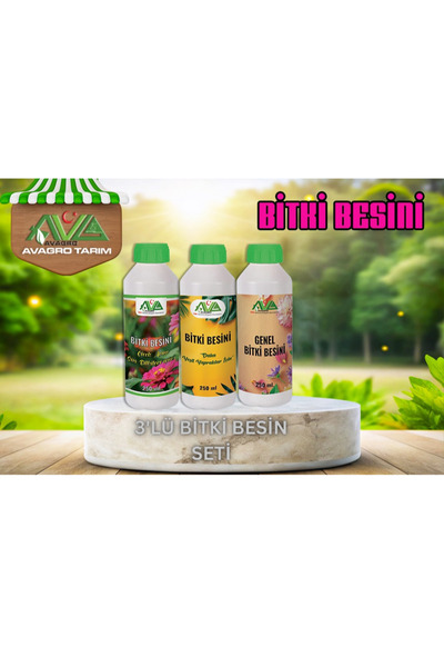 Avagro Tarım Bitki Besini 3'lü Set Kaliteli - Etkili - Yoğun Delüxe Bitki Vitamini Besleyicisi Gübre