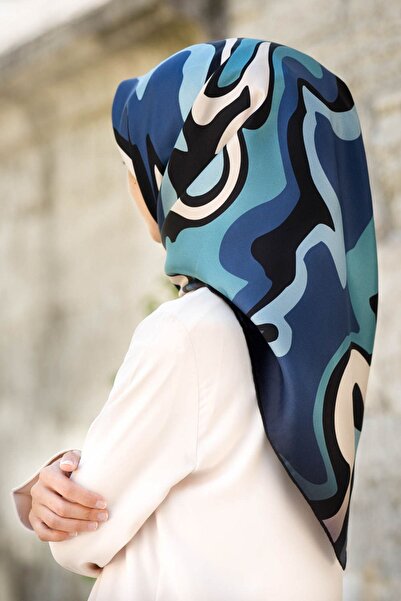 Vissona 57% MĂTASE 43% VISCOSĂ Twill Mătase cu model ondulat Indigo - Culoare...