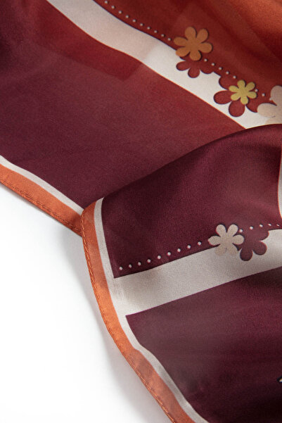 Vissona 100% Silk Floral Patterned Tan Colored 92X210 Shawl