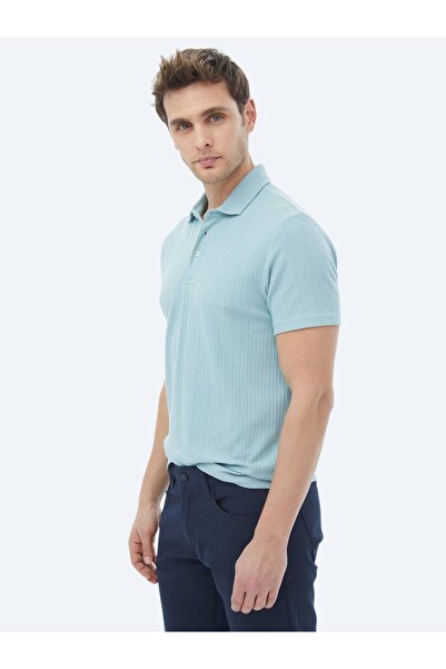 Kip Polo Neck Mint Jacquard Cotton Blend T-Shirt
