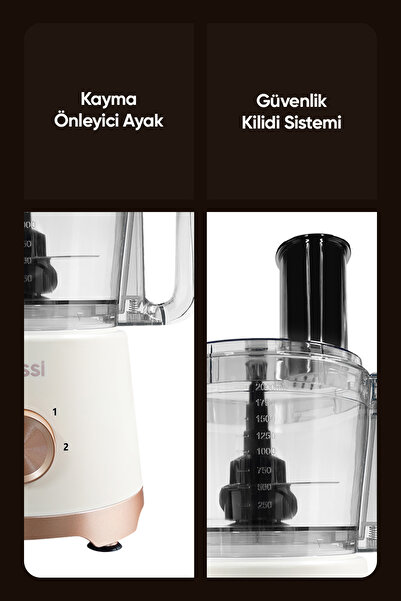 Fressi Power Blender Seti Mutfak Robotu Salata Doğrayıcı 2,5L 1200W FR-PBL02 Armonia