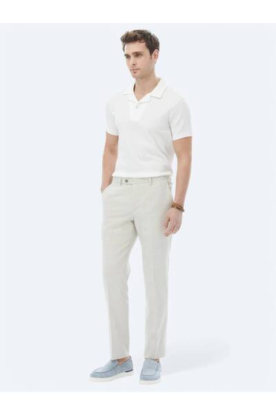 Kip Cotton Blended White T-Shirt - Jacquard Cuban Collar