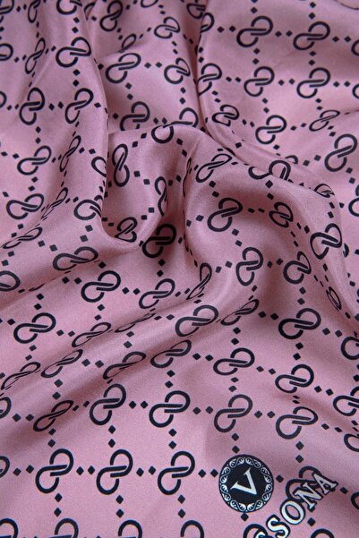 Vissona 100% Silk Tiny Motif Patterned Dusty Rose Colored 92X210 Shawl