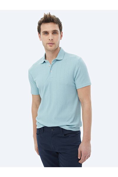 Kip Polo Neck Mint Jacquard Cotton Blend T-Shirt