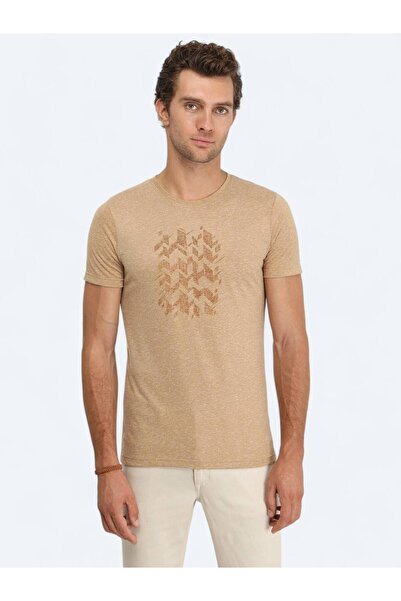 Kip Μπλουζάκι με στάμπα με λαιμόκοψη με λινό μείγμα