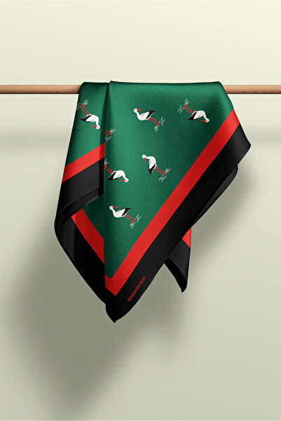 Modabutik Kadın Martı Desenli Bandana 50x50 Yeşil