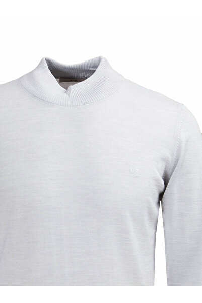 Kip Açık Gri Yarım Balıkçı Yaka Yün Karışımlı Triko Kazak