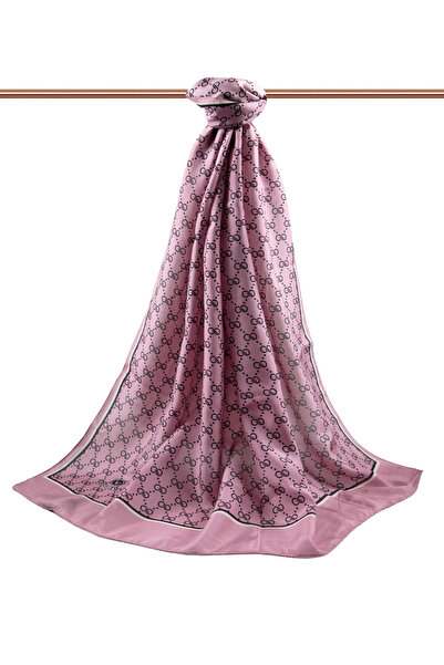 Vissona 100% Silk Tiny Motif Patterned Dusty Rose Colored 92X210 Shawl