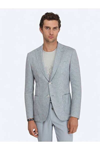 Kip سترة محبوكة من مزيج القطن بتصميم عصري باللون الأزرق