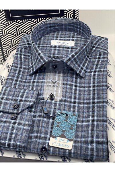 Fitmens Klasik Uzun Kol Kışlık Ekoseli Oduncu Yaka Altı Düğmeli Pamuklu Hediye Kutulu Erkek Gömlek FS-001987