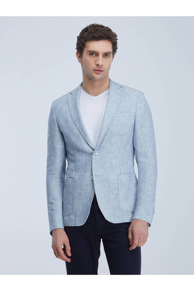 Kip Μπλε μπουφάν Micro Regular Fit από βαμβακερό μείγμα