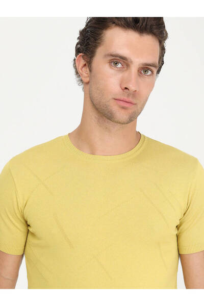 Kip Hardal Bisiklet Yaka Jakarlı Triko