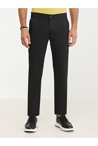 Kip Casual Slim Fit Black Cotton Blend Pants
