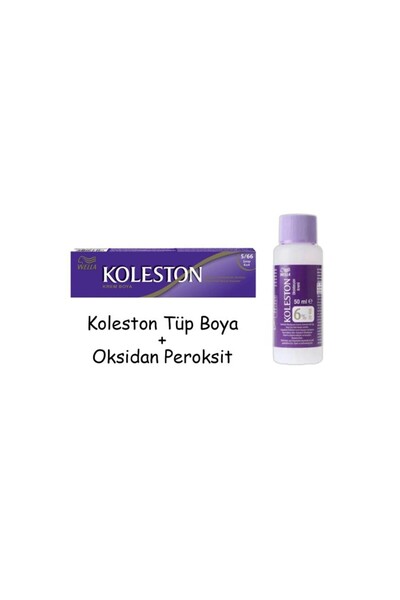 Wella Koleston Tüp Boya 50 ml - 5.66 Şarap Kızılı + 20 Vol Oksidan Peroksit