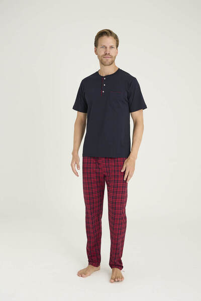 KLY Ανδρικό κοστούμι πιτζάμα με μεσαίο γιακά Άνετο ύπνο