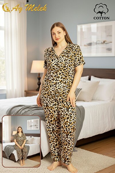 AYMELEK Set de pijamale pentru femei din bumbac Set cămașă și pijamale de măr...